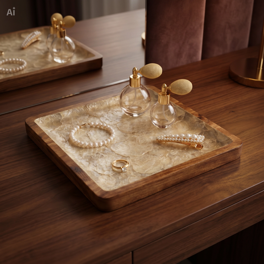 Aurea Square Valet – Mother-of-Pearl Tray